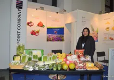Mrs Thipsuda Promnamsub of Fresh Point Company Limited is at her booth. The company exports a variety of tropical fruits from Thailand. Thipsuda said this is a pretty good fair and she had many quality meetings with clients.